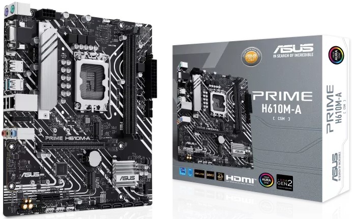 

Материнская плата mATX ASUS PRIME H610M-A-CSM (LGA1700, H610, 2*DDR5 (5600), 4*SATA 6G, 2*M.2, 2*PCIE, Glan, HDMI, VGA, DP, 2*USB 3.2, 4*USB 2.0), PRIME H610M-A-CSM