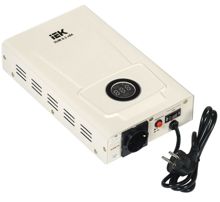 

Стабилизатор напряжения IEK IVS22-1-D05-09 1ф 0.5кВА SLIM настенный, IVS22-1-D05-09