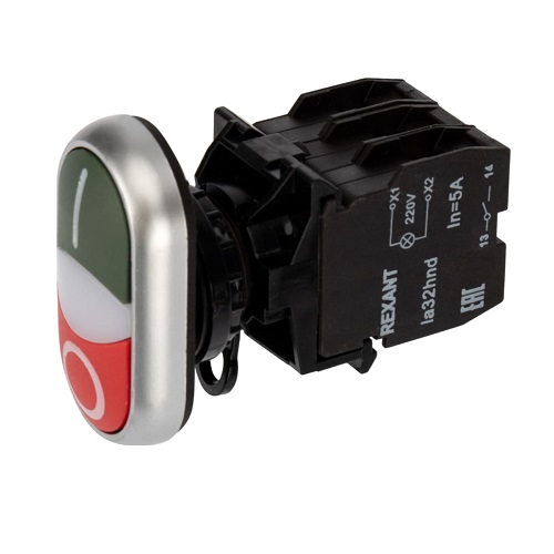 

Кнопка Rexant 36-5542 LA32 красно-зеленая «Пуск-Стоп» с подсветкой NO+NC, 36-5542