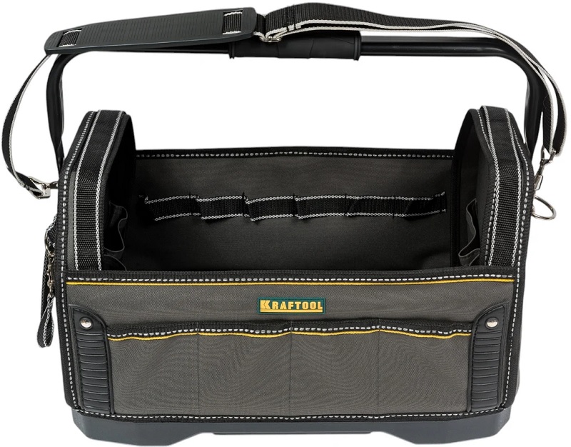 

Сумка для инструментов Kraftool Industrie 38741 Kraftool каркасная, жесткое пластик дно, 20 карманов, 8 петель-держателей, L=46см, Industrie