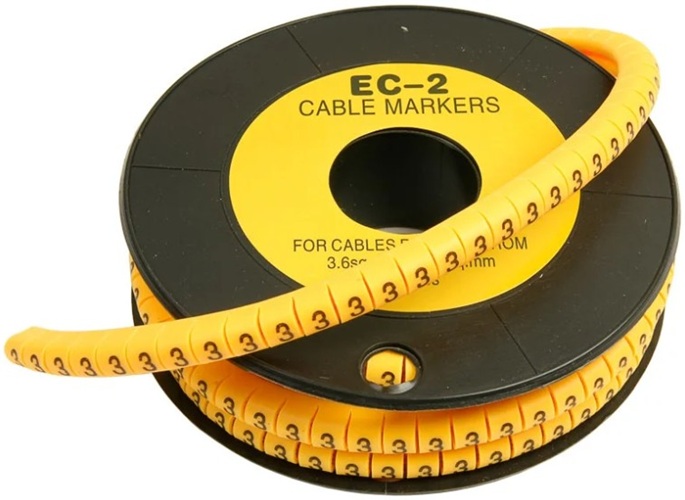 

Маркер на кабель Cabeus EC-2-3 д.7.4мм, цифра 3, EC-2-3