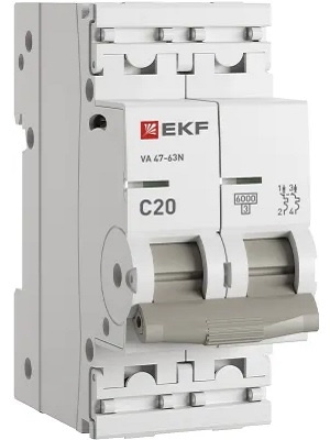 Изображение товара Автоматический выключатель EKF M636220C 2P 20А IP20 PROxima