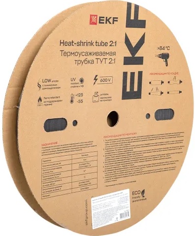 

Термоусаживаемая трубка EKF tut-25-b ТУТ нг 25/12,5 черная рулон, tut-25-b