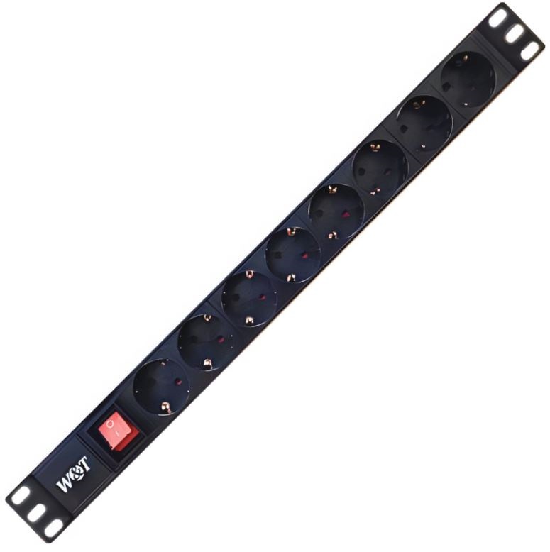 

Блок розеток 19", 8 розеток W&T WT-PDU-G8 19" EURO на 8 гнезд с выключателем, 220 В, WT-PDU-G8