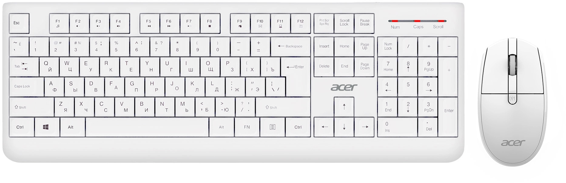 

Клавиатура и мышь Wireless Acer OCC401 ZL.ACCCC.017 белые USB Multimedia (2076823), OCC401