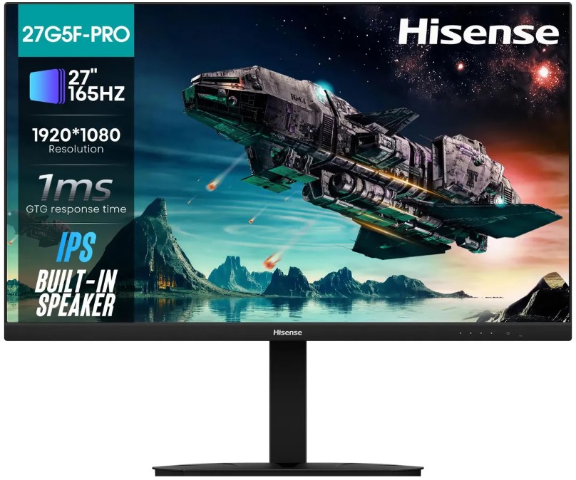

Монитор 27" Hisense 27G5F-PRO black, IPS, FHD, 1ms, 250cd, 165Hz, HDMI, DP, 27G5F-PRO