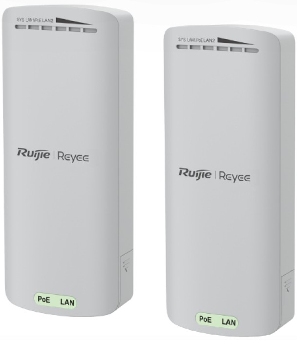 Комплект RUIJIE NETWORKS RG-EST100-E двухпоточного Wi-Fi 4 моста c дальностью до 500 м, угол гориз.: 70°, вертик.: 70°, 2 порта FE, питание пассив PoE