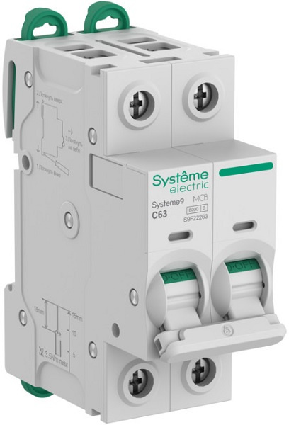 Изображение товара Автоматический выключатель Systeme Electric S9F22263 63 А 400 В IP20