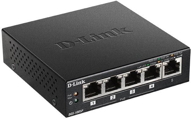 

Коммутатор неуправляемый D-link DGS-1005P/B3A 5x1000Base-T (4 порта с поддержкой PoE) PoEбюджет 60 Вт, DGS-1005P/B3A
