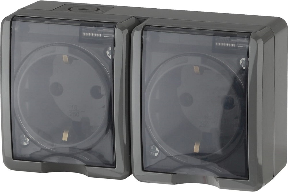 

Розетка ЭРА Б0020717 11-2403-03 Эксперт серая 2-ая с/з ОУ IP54, Б0020717