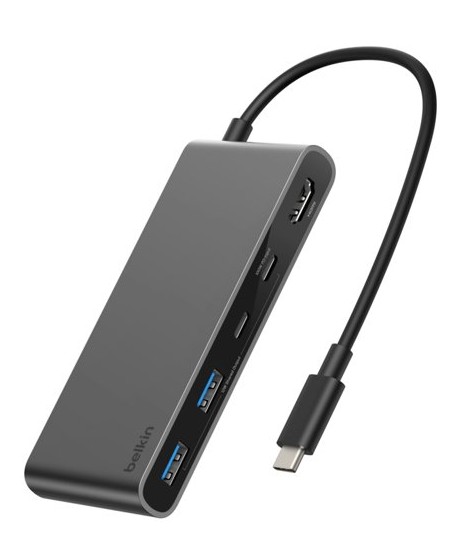 

Концентратор Belkin AVC023hqSGY 7-in-1 4K/60Hz 100W 2*USB-C/2*USB-A/HDMI 2.0/SD/Micro SD. Цвет: серый космос, AVC023hqSGY