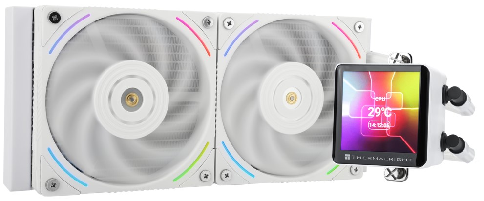 

Система охлаждения жидкостная Thermalright Frozen Vision 240 White LGA115x/1200/1700/1851/AM4/AM5 (2*120mm, 2150rpm, 69CFM, 27dBa), Frozen Vision 240 White
