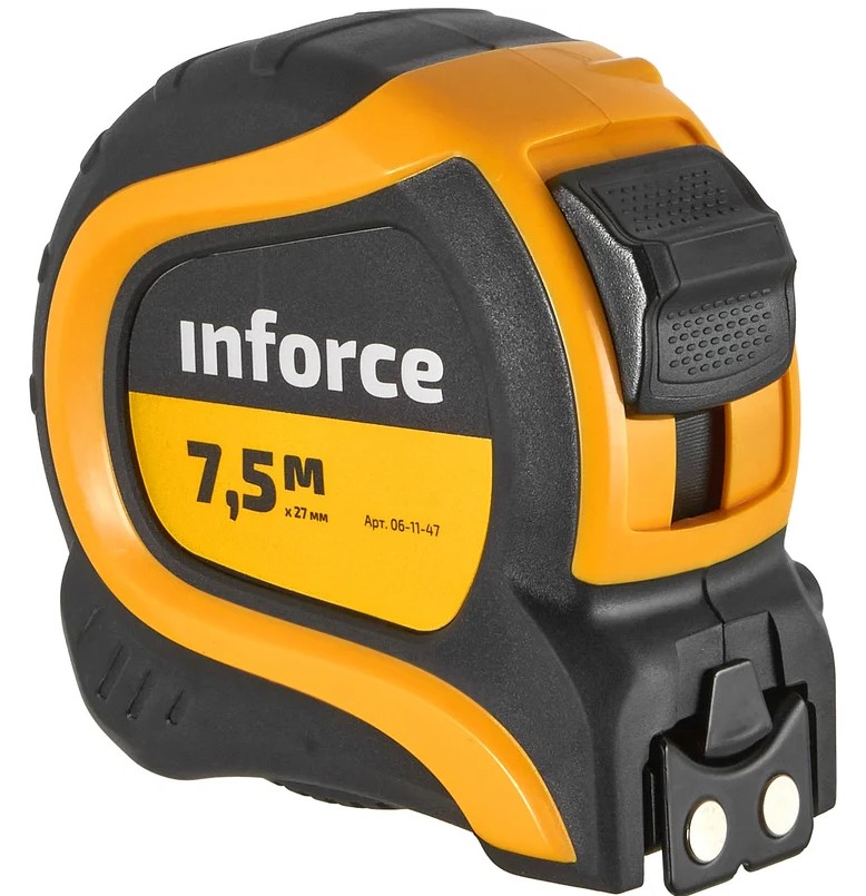 

Рулетка Inforce 06-11-47 7,5x27мм с нейлоновой лентой и магнитным зацепом, 06-11-47