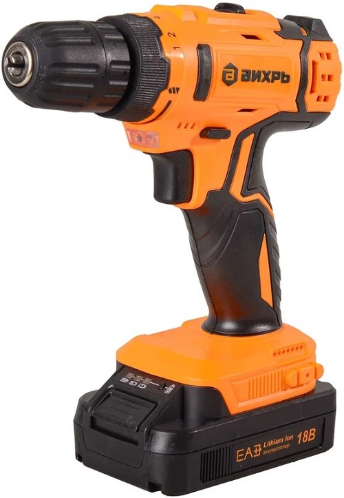 

Дрель - шуруповерт Вихрь ДА-18Л-2К 72/14/9 аккумуляторная (2,0 А/ч) ЕА+, ДА-18Л-2К