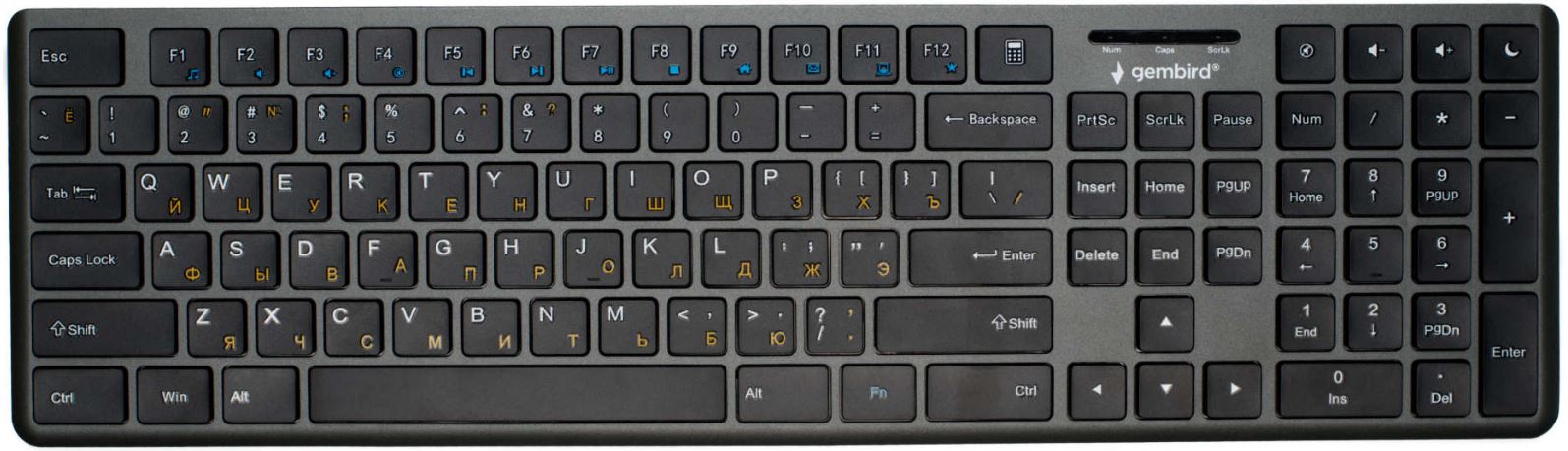 

Клавиатура Gembird KB-8460 103кл+5 доп, 12Fn, ножничная, тихая, 1.5м, черная, KB-8460