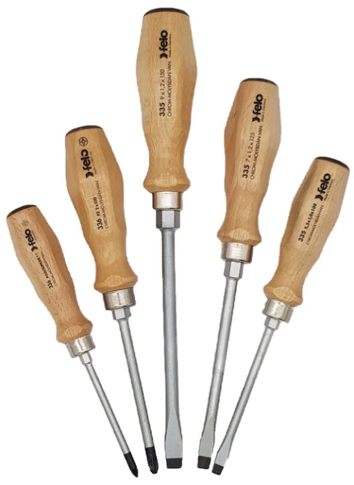 

Набор отверток Felo 33595298 ударных SL/PZ с деревянной рукояткой, 5 шт, 33595298