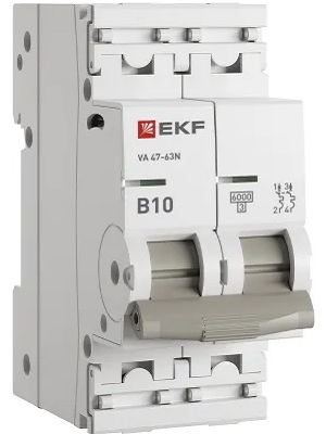 

Автоматический выключатель EKF M636210B 2P 10А (B) 6кА ВА 47-63N PROxima, M636210B