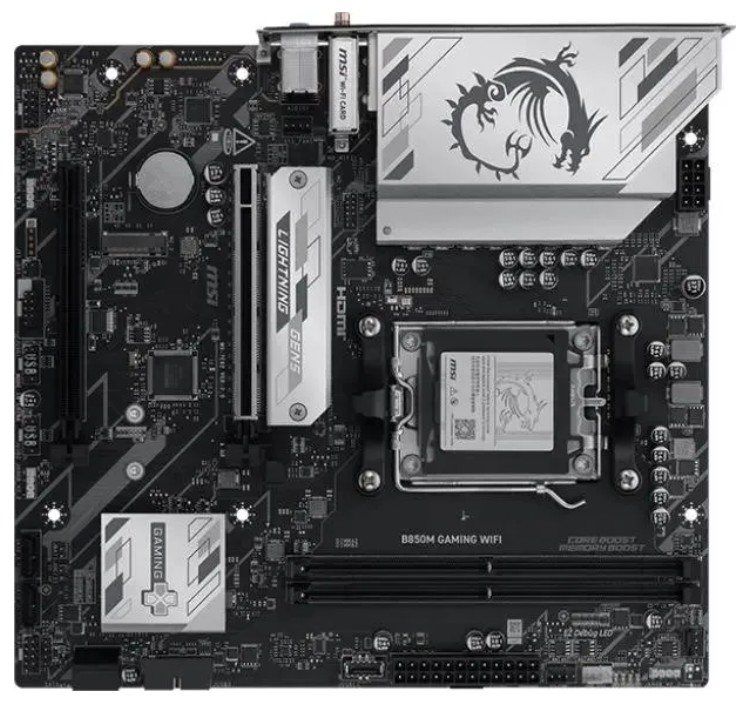 

Материнская плата mATX MSI B850M GAMING WIFI (AM5, AMD B850, 2*DDR5, 2*PCIe, 2*M.2, BT, WiFi, 4*USB 2.0, USB Type-C, HDMI, DP), B850M GAMING WIFI