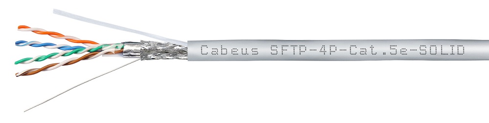 

Кабель витая пара S/FTP 5e кат. 4 пары Cabeus SFTP-4P-Cat.5e-SOLID-GY 24AWG(0.51 мм), медь, одножильный (solid), внутренний, PVC, нг(A)-LS, серый, уп/, SFTP-4P-Cat.5e-SOLID-GY