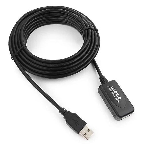 

Кабель интерфейсный USB 2.0 удлинитель Gembird AM-AF UAE016-BLACK 4.8 м, активный, блистер, черный, AM-AF