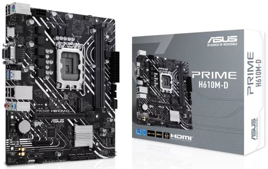 

Материнская плата mATX ASUS PRIME H610M-D (LGA1700, H610, 2*DDR5 (5600), 4*SATA 6G, M.2, 2*PCIE, Glan, VGA, HDMI, COM, 2*USB 3.2, 4*USB 2.0), PRIME H610M-D