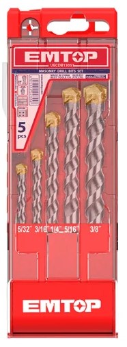 

Набор EMTOP ECDB13051 сверл для каменной кладки из 5 шт., ECDB13051