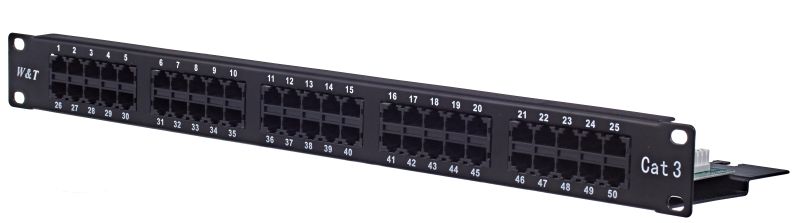 

Патч-панель W&T WT-2052 19", 50 портов RJ-45, кат.3, 1U, WT-2052