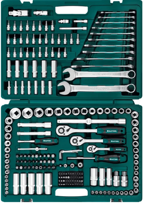 

Набор инструментов Kraftool X drive 27888-H216 Kraftool универсальный 216 предметов (1/2"+3/8"+1/4"), X drive