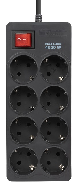 

Сетевой фильтр Filum FL-SP8-1.8M-16, 4000 Вт., 8 розеток, шнур 1.8 м., черный, FL-SP8-1.8M-16