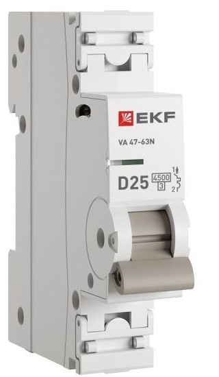 

Автоматический выключатель EKF M634125D 1P 25А (D) 4,5kA ВА 47-63N PROxima, M634125D