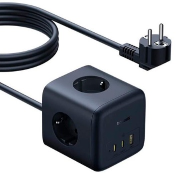 

Удлинитель Baseus E00082100123-00 EnerFill FA11 Cube 3AC+1-USB-A+1USB-C 67W 1.5m EU, Cosmic Black, E00082100123-00