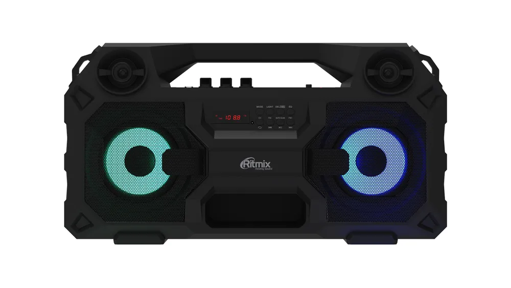

Портативная акустика Ritmix SP-690B black 36 Вт (18 Вт*2), TWS, BT: 5.0, 70 Гц-20 КГц, FM-радио, AUX, USB, microSD (MP3, WAV, WMA, FLAC, APE), Jack 6., SP-690B black