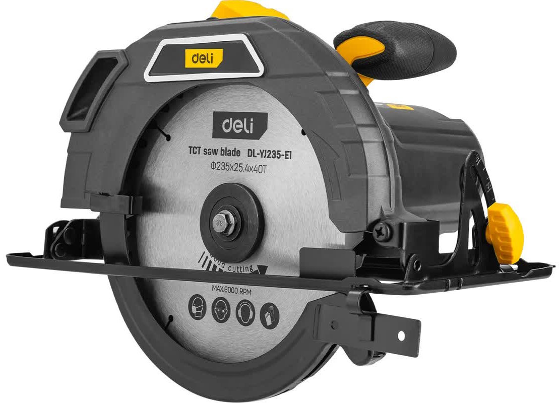 

Пила циркулярная Deli DL-YJ235-E1 (2200Вт, 4200об/мин, диаметр диска 235мм, диск в комплекте), DL-YJ235-E1