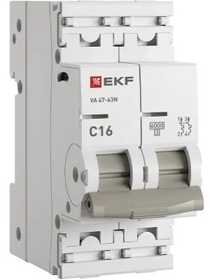 

Автоматический выключатель EKF M636216C 2P 16А (C) 6кА ВА 47-63N PROxima, M636216C