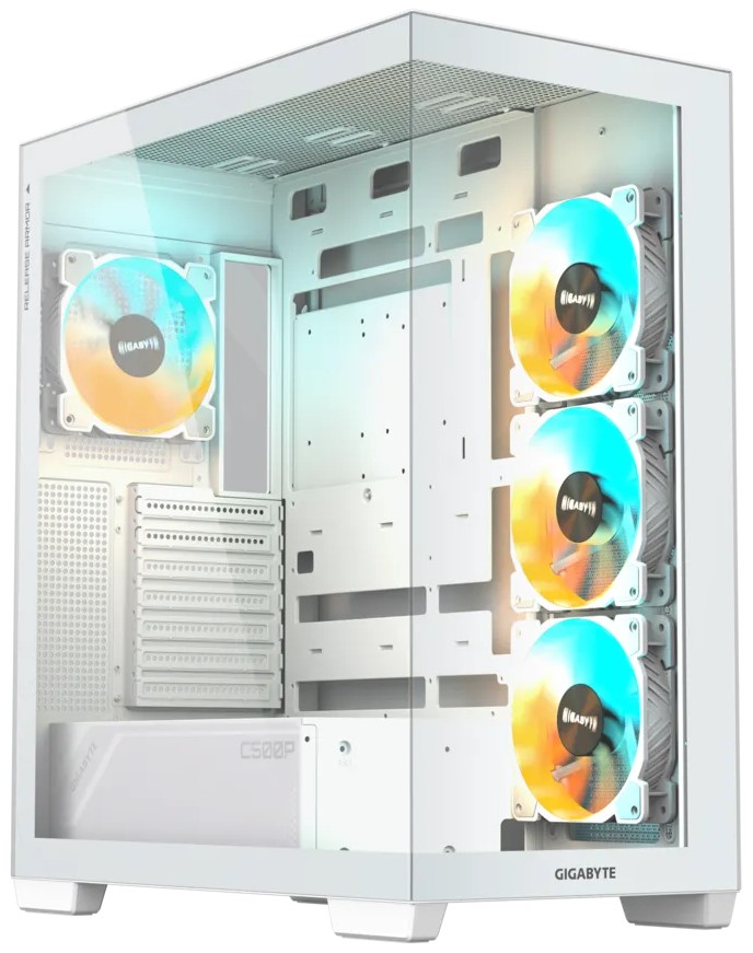 

Корпус ATX GIGABYTE GB-C500PI ST белый, без БП, боковая панель из закленного стекла, 2*USB 3.2, Type-C, audio, GB-C500PI ST