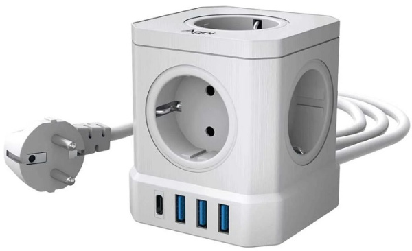 Изображение товара Сетевой фильтр AGNI TP-VE4U5E-C с 5 м кабелем и USB