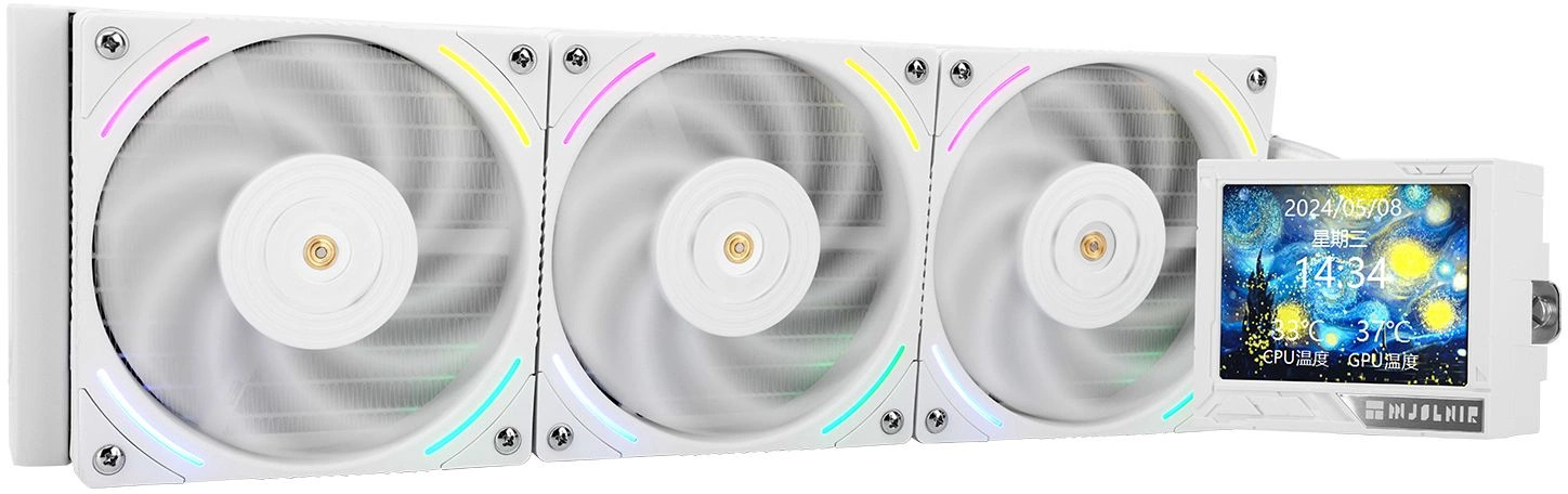 

Система охлаждения жидкостная Thermalright Mjolnir Vision 360 ARGB LGA1151/1200/1700/2011/2066/AM4/AM5 (белый, 3*120mm fan, 2150rpm, 69CFM, 27dBa, 4-p, Mjolnir Vision 360 ARGB