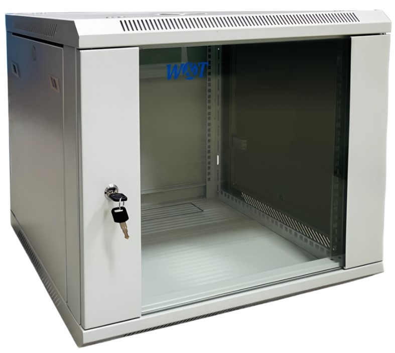 

Шкаф настенный 19", 9U W&T C096045GWS3 600x450mm серый, дверь стекло, без вентилятора, C096045GWS3