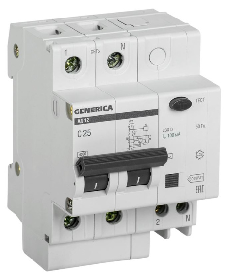 Изображение товара Автомат дифференциальный MAD15-2-025-C-100 230 В 25 А