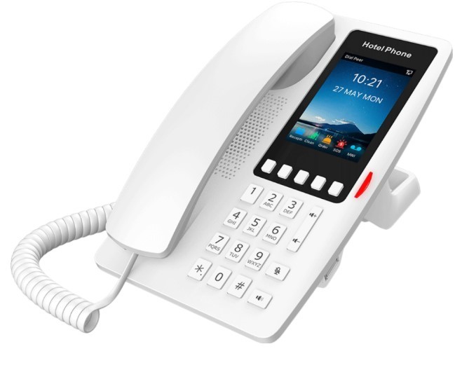 

Телефон VoiceIP Fanvil H6W white гостиничный H6W чёрный, 2 порта 10/100 Мбит, PoE, цветной дисплей, wi-fi, б/п, белый, H6W white