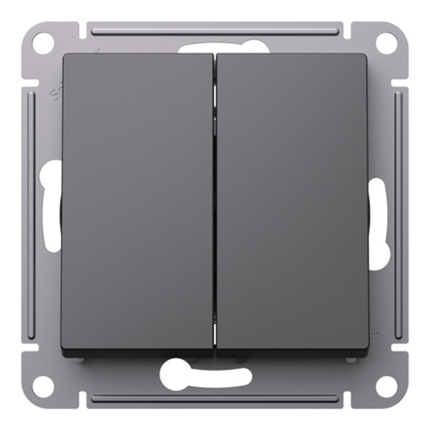 Изображение товара Выключатель двухклавишный Systeme Electric ATN001417 - серый пластиковый выключатель