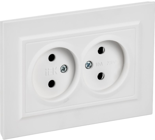 Изображение товара Розетка двухместная без заземления IEK BR-R20-10-K91-F