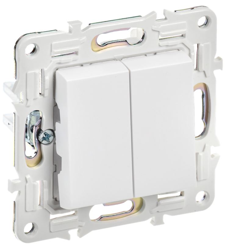 

Выключатель двухклавишный IEK SK-V20-0-10-K01 SKANDY 10А SK-V04W Арктический белый, SK-V20-0-10-K01