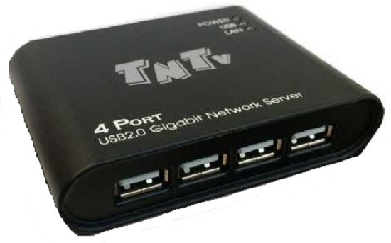 Удлинитель TNTV MMS-UNS4-G USB 2.0, неогранич.в пределах LAN, 1xRJ45 10/100/1000 Мбит/с, 4xUSB A-тип, макс.расст. до сетевого коммутатора 100м, БП в к