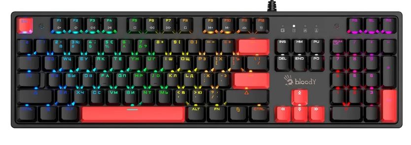 

Клавиатура A4Tech Bloody S520N 2047846 механическая, черная, USB, LED, 104 клавиши, Bloody S520N