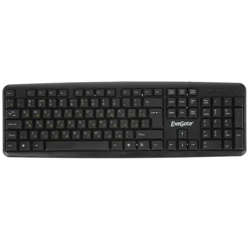 

Клавиатура Exegate Professional Standard LY-405 EX287138RUS (USB, полноразмерная, влагозащищенная, 105кл., Enter большой, длина кабеля 1,5м, черная, C, Professional Standard LY-405