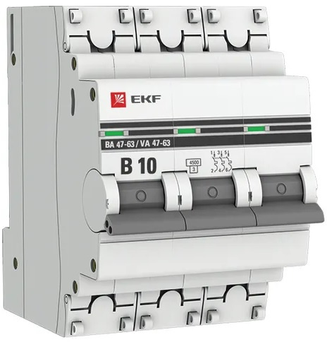 Изображение товара Автоматический выключатель EKF mcb4763-3-10B-pro для защиты цепей