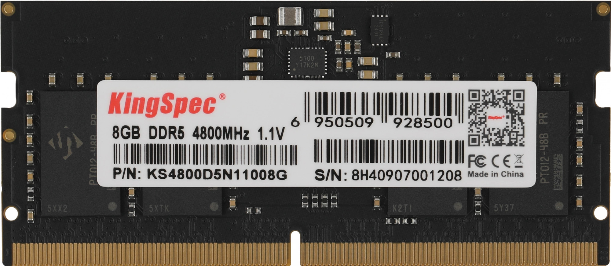 

Модуль памяти DDR5 8GB KINGSPEC KS4800D5N11008G PC5-38400 4800MHz CL40 1.1В 288-pin single rank RTL, KS4800D5N11008G