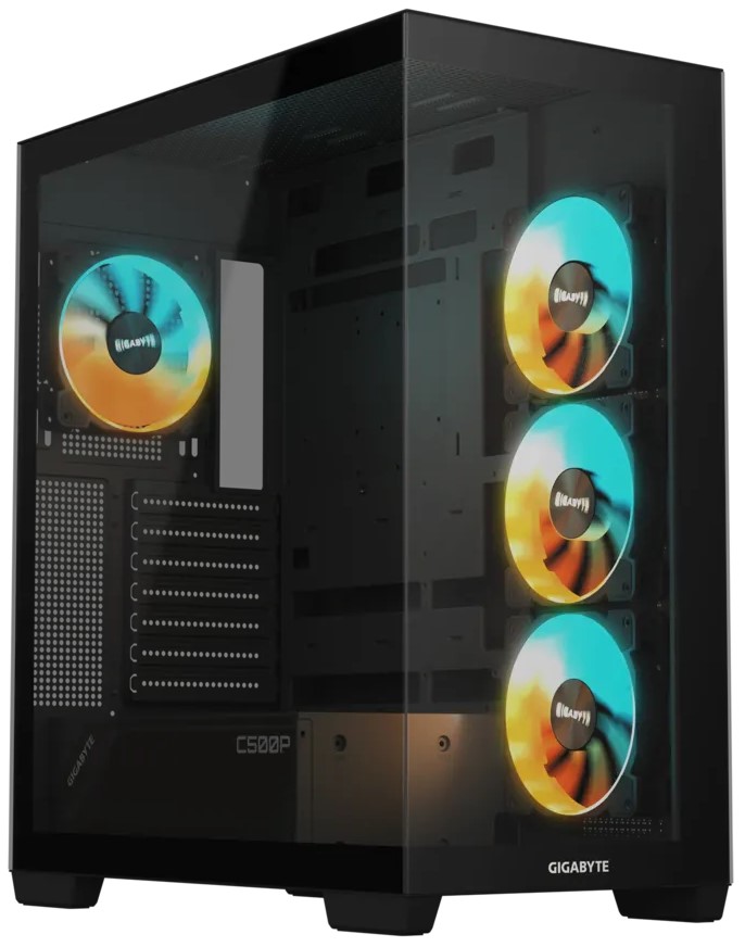 

Корпус ATX GIGABYTE GB-C500P ST черный, без БП, боковая панель из закленного стекла, 2*USB 3.2, Type-C, audio, GB-C500P ST