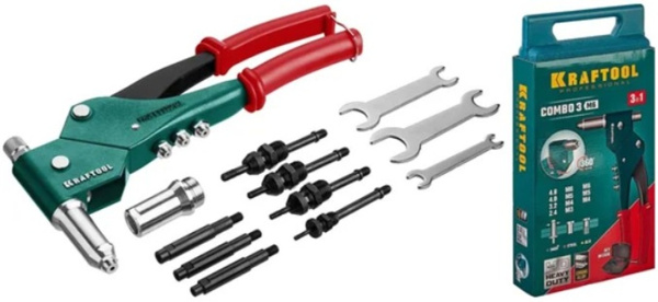 Изображение товара Заклепочник Kraftool Combo3-M6 - ручной инструмент для монтажа заклепок до 6 мм